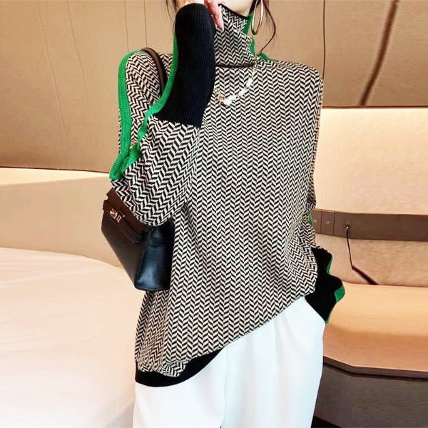 Suzy | Herringbone Luxe Turtleneck