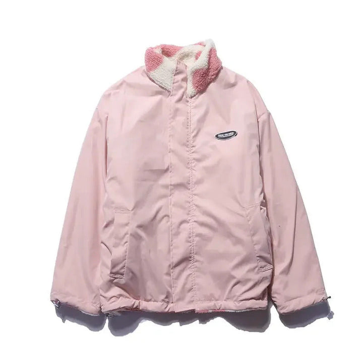 Daria - Women's Reversible Heart Print Fleece Jacket