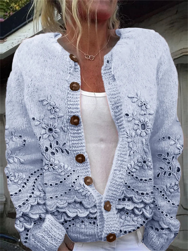 Christine | Floral Knit Button Cardigan