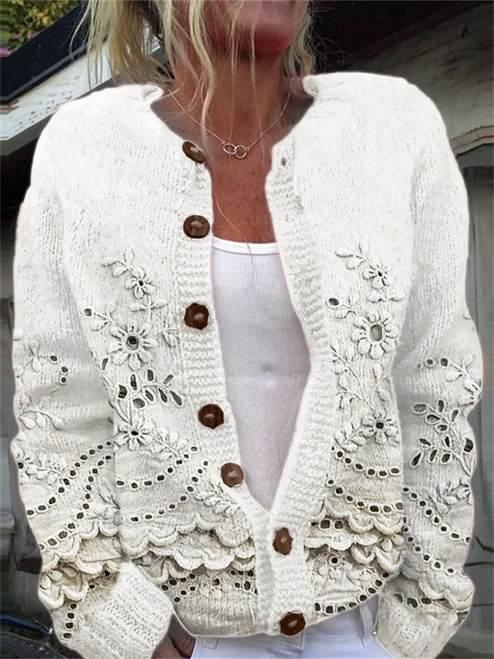 Christine | Floral Knit Button Cardigan