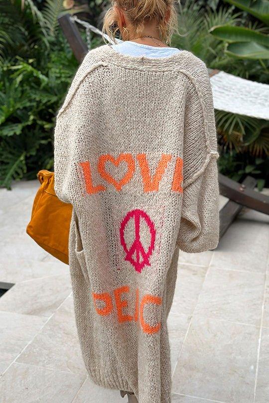 Linda | Long 'Love & Peace' Cardigan