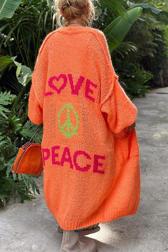 Linda | Long 'Love & Peace' Cardigan