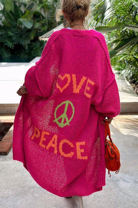 Linda | Long 'Love & Peace' Cardigan