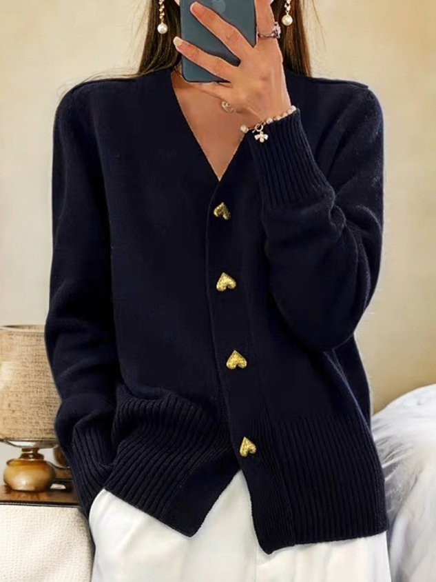 Janet | Elegant Heart Button Cardigan