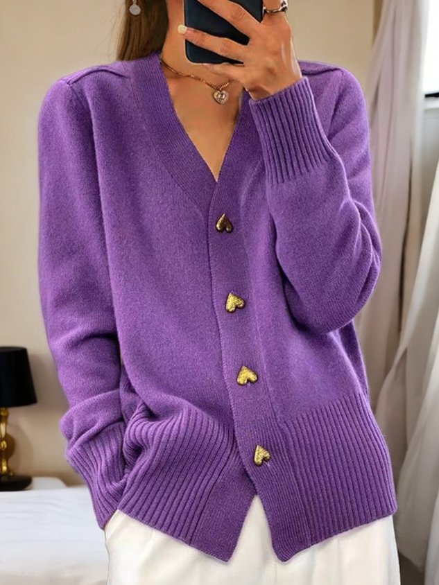 Janet | Elegant Heart Button Cardigan