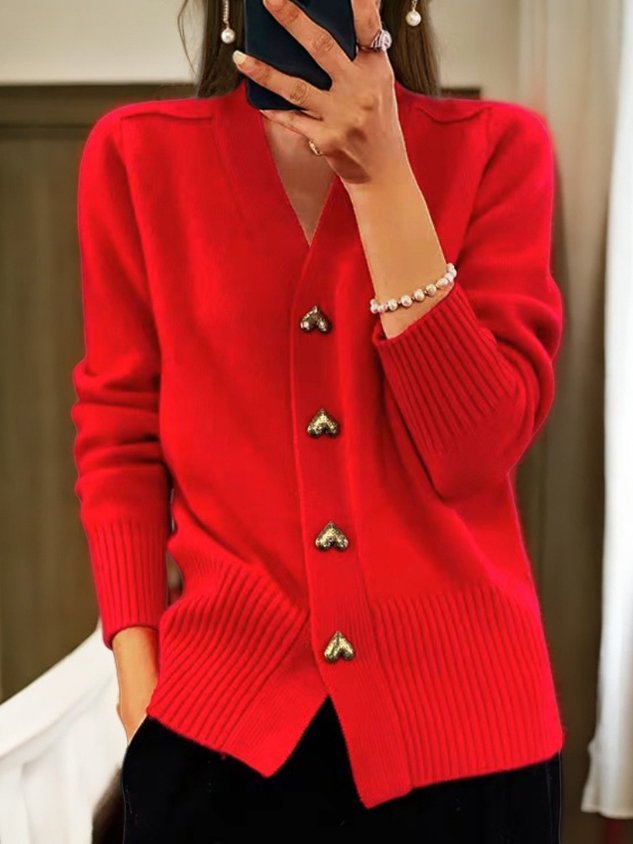 Janet | Elegant Heart Button Cardigan