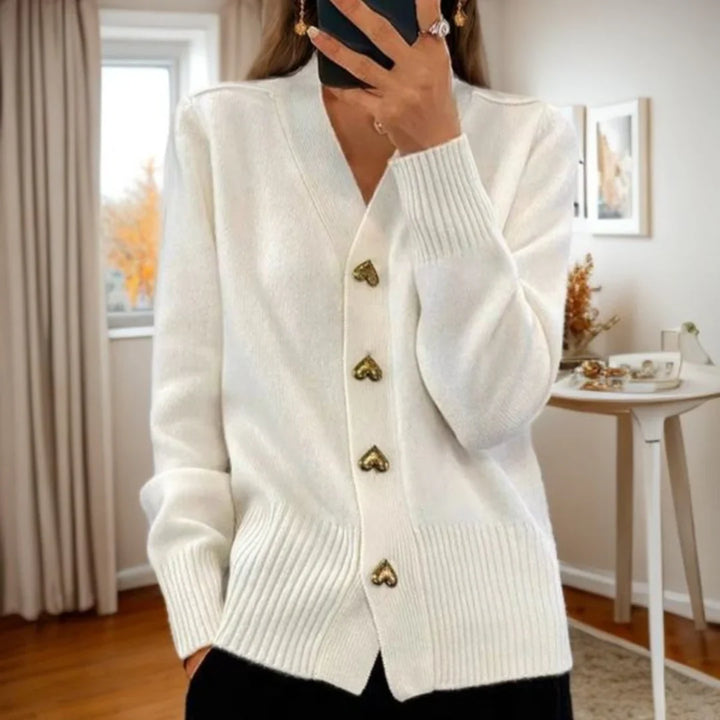 Janet | Elegant Heart Button Cardigan
